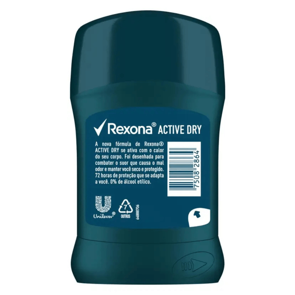 Desodorante Rexona  Stick Rexona Active Dry Masculino 72h 45g